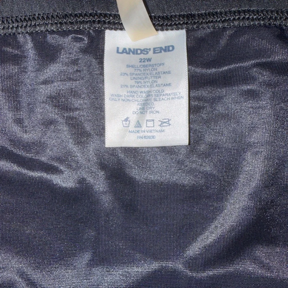 Lands' End Swim Skirt 22W Black Built-in Brief Modest Plus Size Swimsuit Bottom